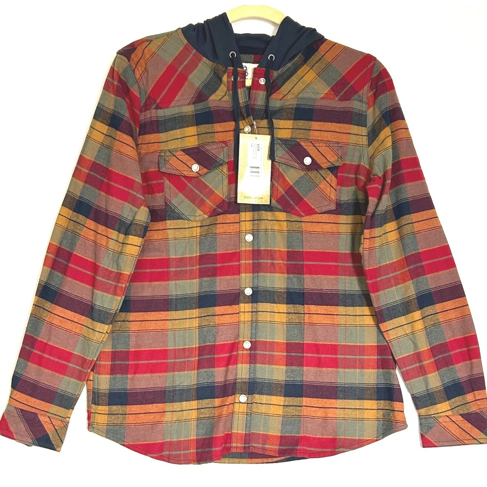 Legendary Whitetails Womens Lumber Jane Hooded Flannel Shirt Plaid Red Med 6578